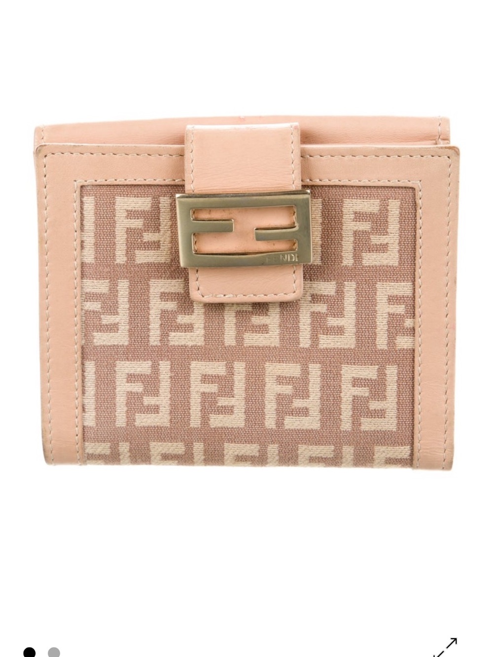 Fendi Beige and Blush Logo Canvas Wallet